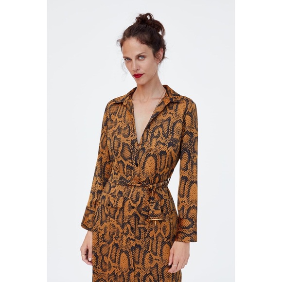 Zara Dresses & Skirts - Zara Orange and Black Snakeskin Print Dress! 🐍